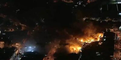 Incêndio atinge galpões em Guarulhos, SP