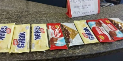 Idoso é preso por furtar nove barras de chocolate