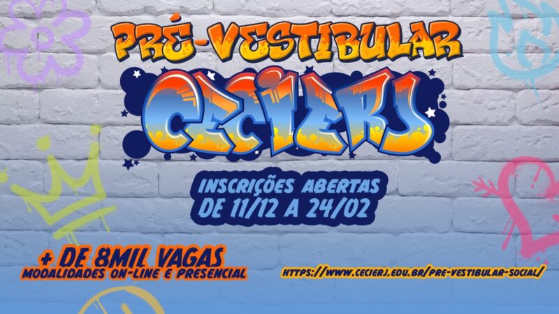 Pré-Vestibular Cecierj abre inscrições com 8 mil vagas gratuitas no RJ