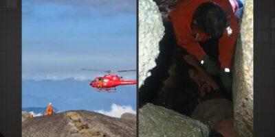 Resgate na trilha: bombeiros salvam jovem que ficou preso por horas em fenda na Serra dos Órgãos