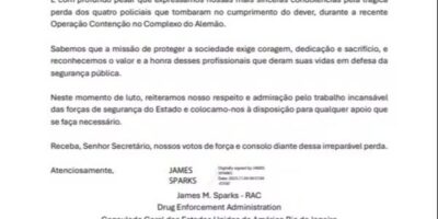 EUA enviam carta de pesar ao Rio por morte de quatro policiais em megaoperação