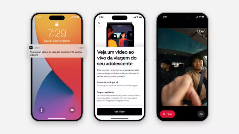 Uber libera vídeo ao vivo para pais acompanharem viagens de filhos adolescentes