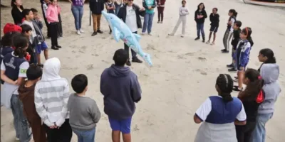 Alunos de Mangaratiba aprendem a proteger o boto-cinza em ação ambiental na Baía de Sepetiba